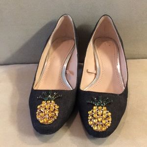 Zara Pineapple denim heels